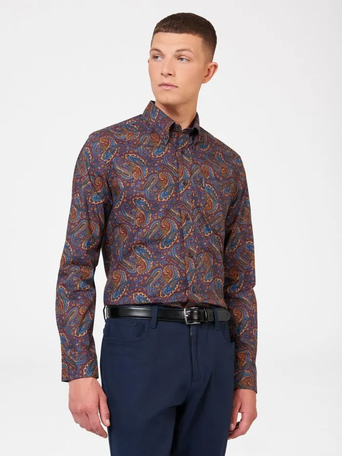 Ben Sherman Long Sleeve Shirts Men Signature Paisley Print Shirt 8211 Fog Ben Sherman Long Sleeve Shirts Men Signature Paisley Print Shirt 8211 Fog