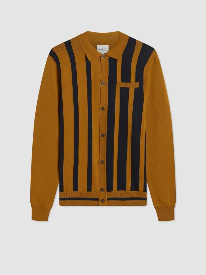 Ben Sherman Mod Knit Polos Men Button Through Stripe Knit Polo Ben Sherman Mod Knit Polos Men Button Through Stripe Knit Polo