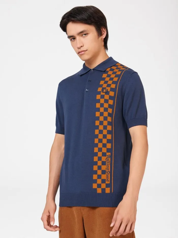 Ben Sherman Mod Knit Polos Men Rolling Stone Checker Knit Polo