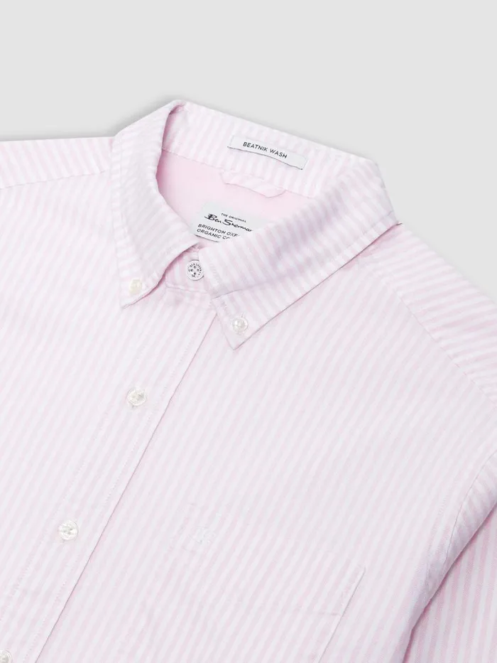 Ben Sherman Oxford Shirts Men Brighton Oxford Organic Stripe Shirt 8211 Pink Bengal Stripe