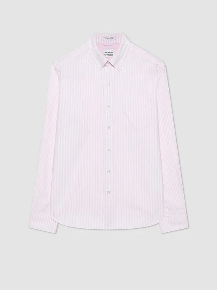 Ben Sherman Oxford Shirts Men Brighton Oxford Organic Stripe Shirt 8211 Pink Bengal Stripe