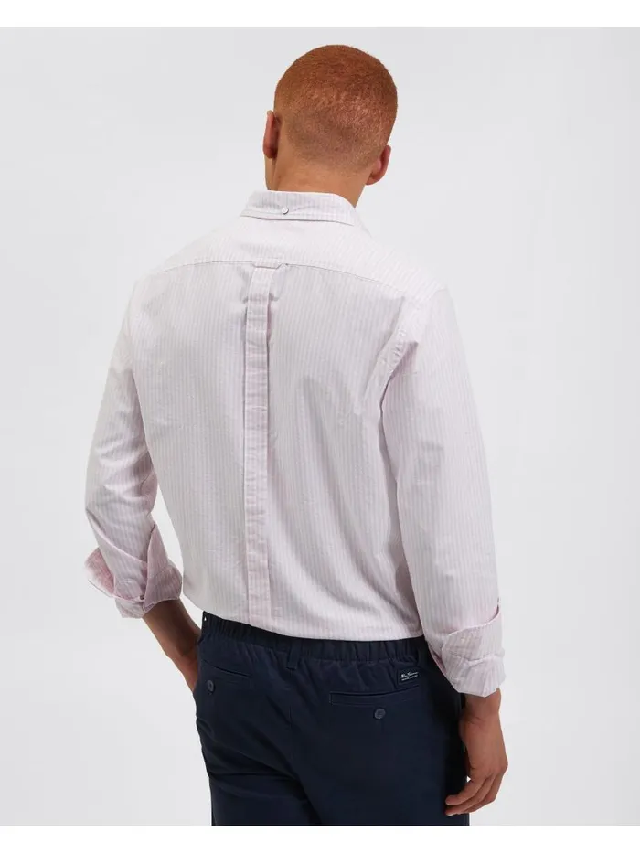 Ben Sherman Oxford Shirts Men Brighton Oxford Organic Stripe Shirt 8211 Pink Bengal Stripe
