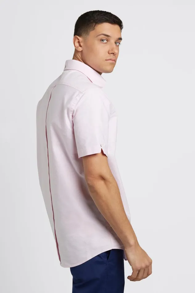 Ben Sherman Oxford Shirts Men Short Sleeve Brighton Oxford Organic Shirt 8211 Dusty Pink