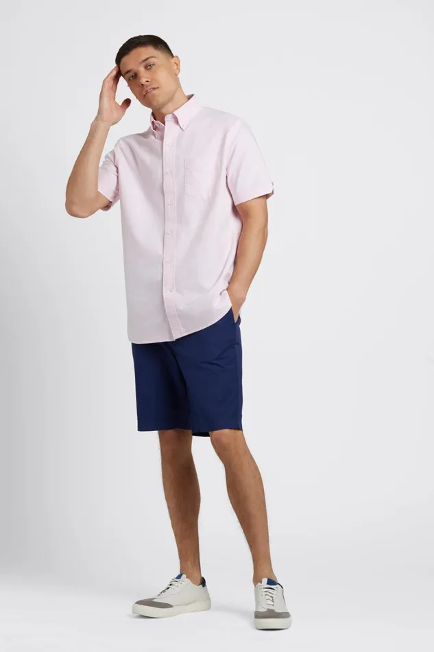 Ben Sherman Oxford Shirts Men Short Sleeve Brighton Oxford Organic Shirt 8211 Dusty Pink