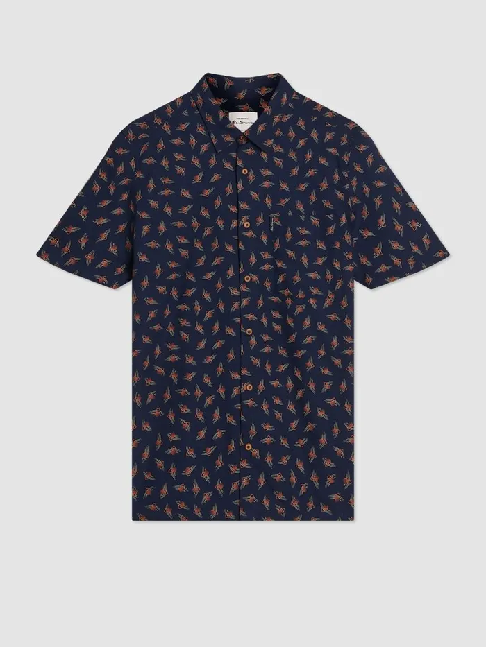 Ben Sherman Short Sleeve Shirts Men Art Deco Geo Print Shirt 8211 Dark Navy Ben Sherman Short Sleeve Shirts Men Art Deco Geo Print Shirt 8211 Dark Navy