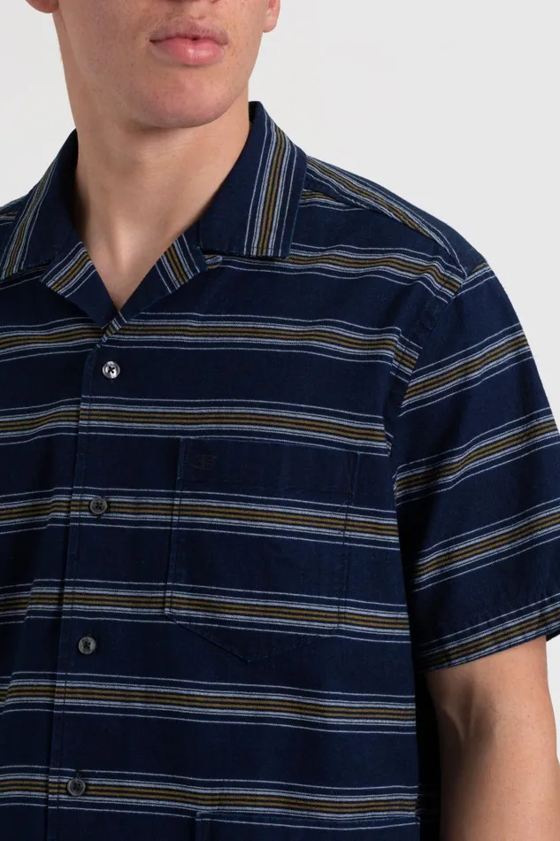 Ben Sherman Short Sleeve Shirts Men Dalston Blues Short Sleeve Indigo Stripe Beach Shirt Ben Sherman Short Sleeve Shirts Men Dalston Blues Short Sleeve Indigo Stripe Beach Shirt
