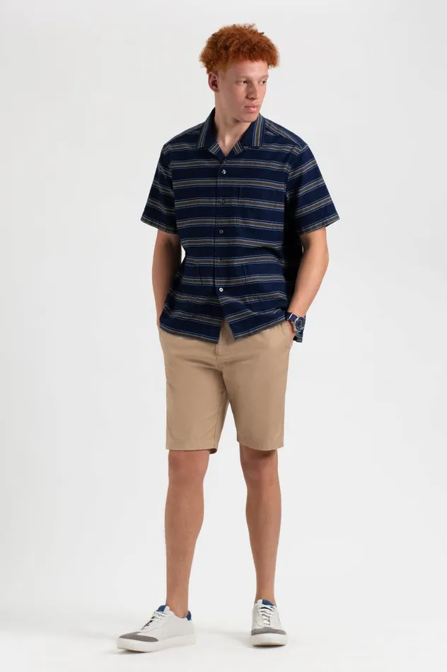 Ben Sherman Short Sleeve Shirts Men Dalston Blues Short Sleeve Indigo Stripe Beach Shirt Ben Sherman Short Sleeve Shirts Men Dalston Blues Short Sleeve Indigo Stripe Beach Shirt