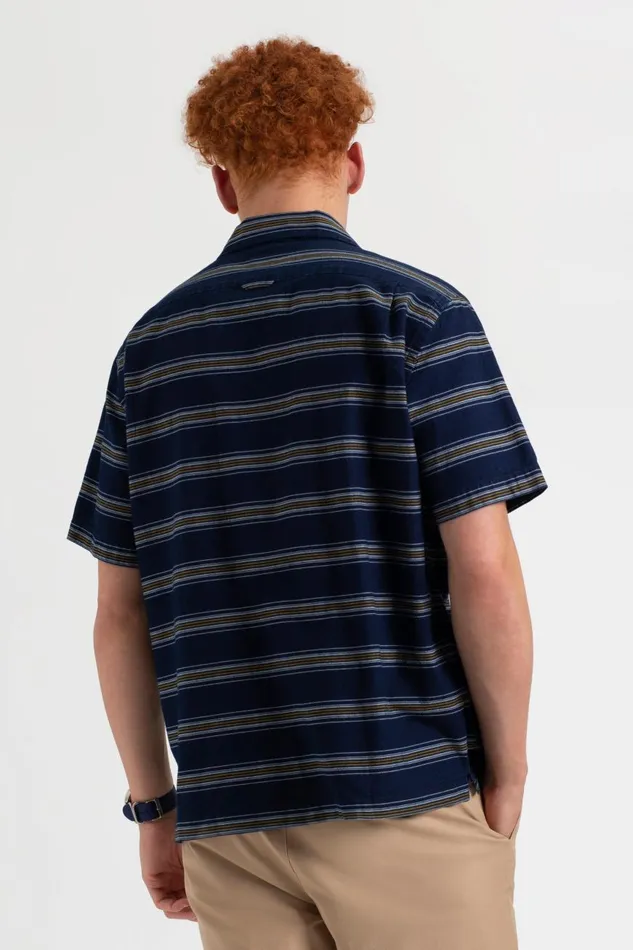 Ben Sherman Short Sleeve Shirts Men Dalston Blues Short Sleeve Indigo Stripe Beach Shirt Ben Sherman Short Sleeve Shirts Men Dalston Blues Short Sleeve Indigo Stripe Beach Shirt