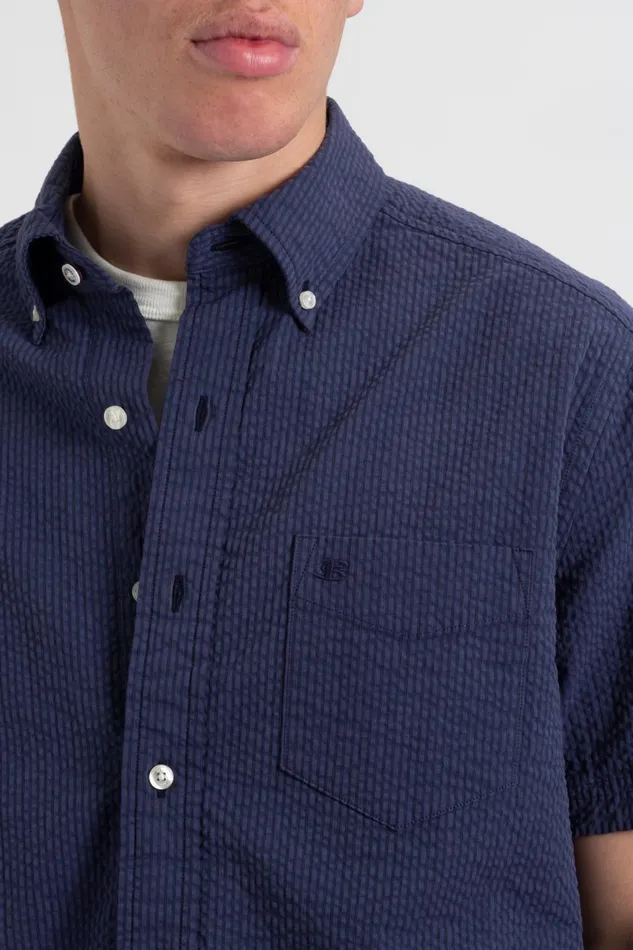 Ben Sherman Short Sleeve Shirts Men Seersucker Short Sleeve Bengal Stripe Shirt 8211 Navy Ben Sherman Short Sleeve Shirts Men Seersucker Short Sleeve Bengal Stripe Shirt 8211 Navy