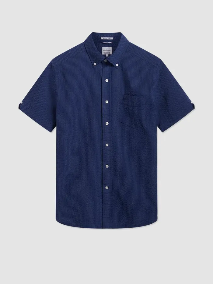 Ben Sherman Short Sleeve Shirts Men Seersucker Short Sleeve Bengal Stripe Shirt 8211 Navy Ben Sherman Short Sleeve Shirts Men Seersucker Short Sleeve Bengal Stripe Shirt 8211 Navy