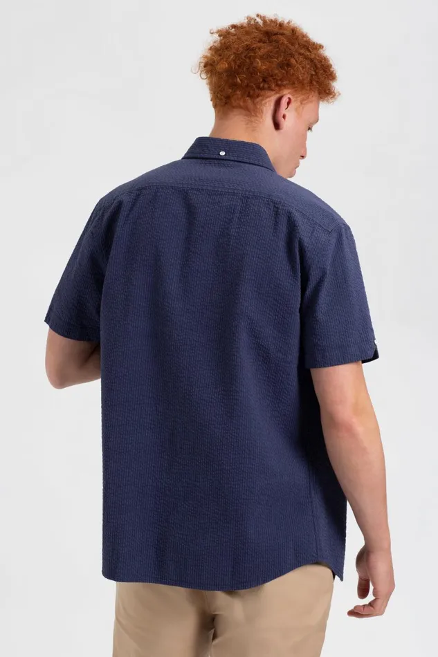Ben Sherman Short Sleeve Shirts Men Seersucker Short Sleeve Bengal Stripe Shirt 8211 Navy Ben Sherman Short Sleeve Shirts Men Seersucker Short Sleeve Bengal Stripe Shirt 8211 Navy