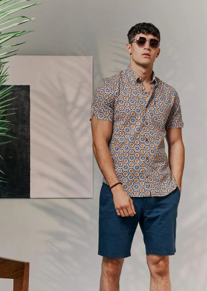Ben Sherman Shorts Men Signature Linen Shorts 8211 Midnight