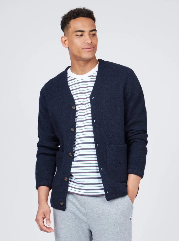 Ben Sherman Sweaters and Knits Men B By Textured Knit Cardigan 8211 Navy