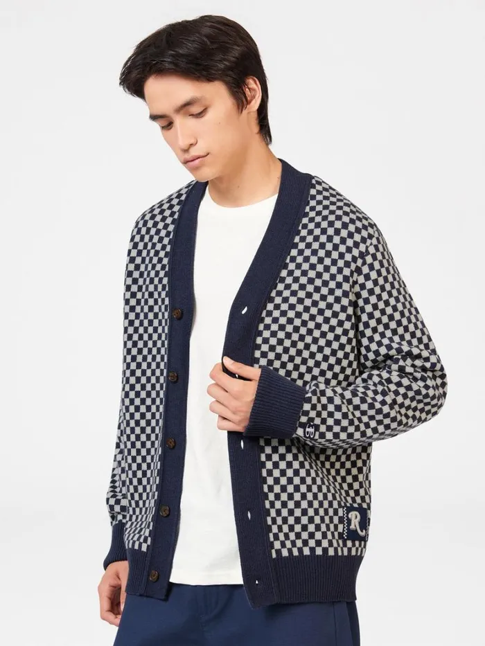 Ben Sherman Sweaters and Knits Men Rolling Stone Checkerboard Cardigan Ben Sherman Sweaters and Knits Men Rolling Stone Checkerboard Cardigan