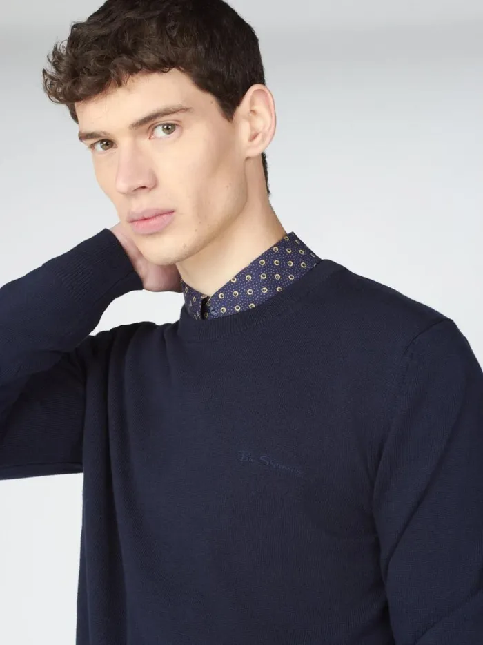 Ben Sherman Sweaters and Knits Men Signature Knit Crewneck Sweater 8211 Dark Navy