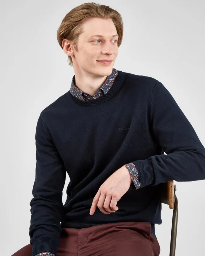 Ben Sherman Sweaters and Knits Men Signature Knit Crewneck Sweater 8211 Dark Navy
