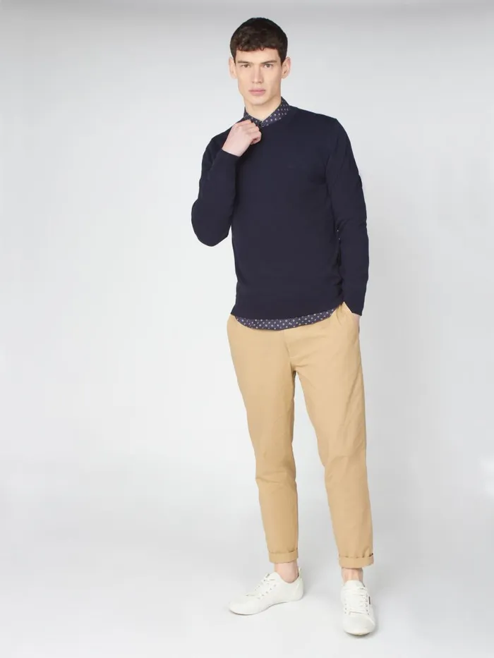 Ben Sherman Sweaters and Knits Men Signature Knit Crewneck Sweater 8211 Dark Navy