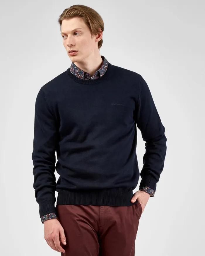 Ben Sherman Sweaters and Knits Men Signature Knit Crewneck Sweater 8211 Dark Navy