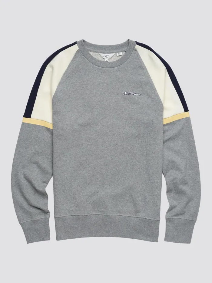 Ben Sherman Sweatshirts and Hoodies Men Color Block Crewneck Sweatshirt 8211 Steel