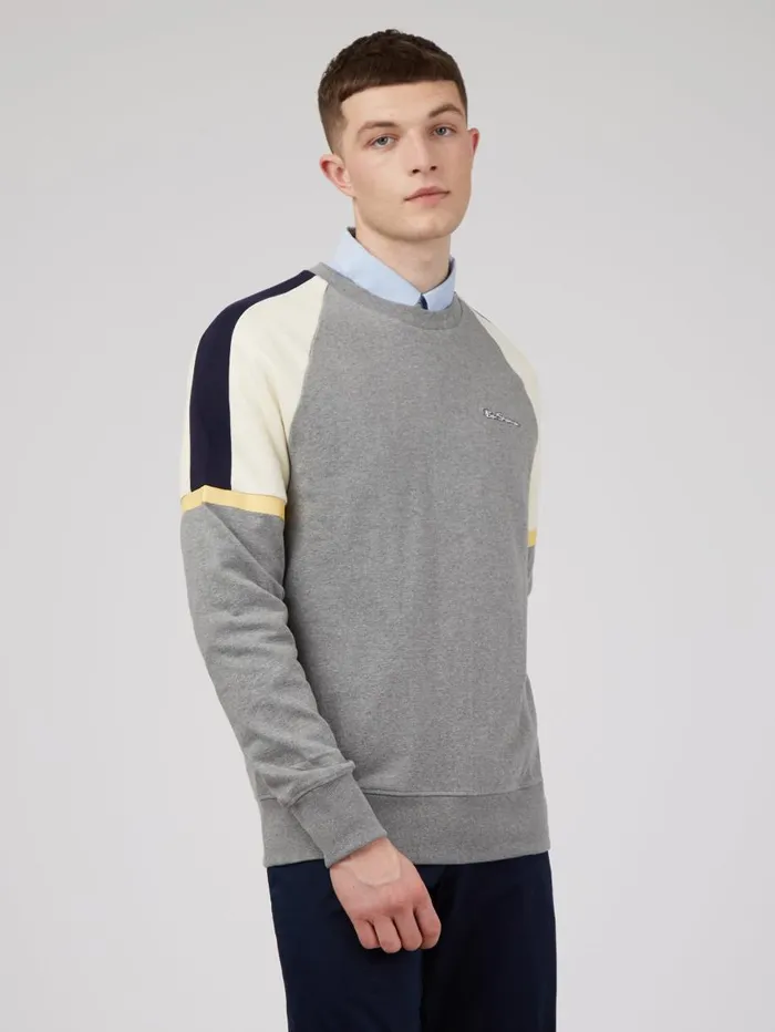 Ben Sherman Sweatshirts and Hoodies Men Color Block Crewneck Sweatshirt 8211 Steel