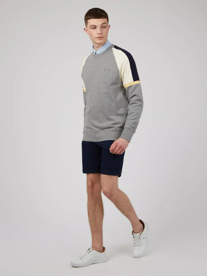 Ben Sherman Sweatshirts and Hoodies Men Color Block Crewneck Sweatshirt 8211 Steel