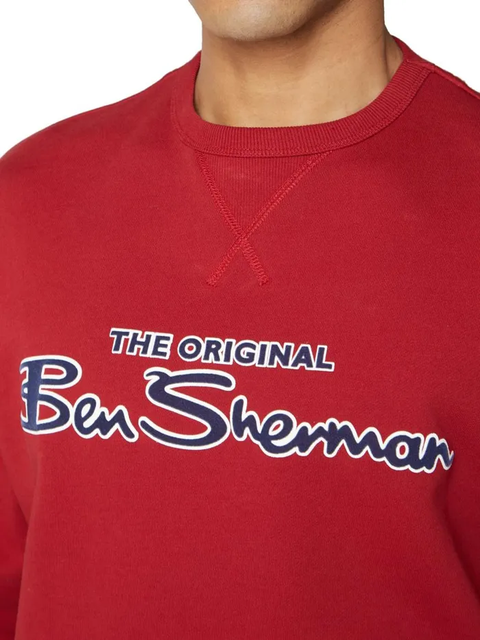 Ben Sherman Sweatshirts and Hoodies Men Signature Logo Sweatshirt 8211 Red