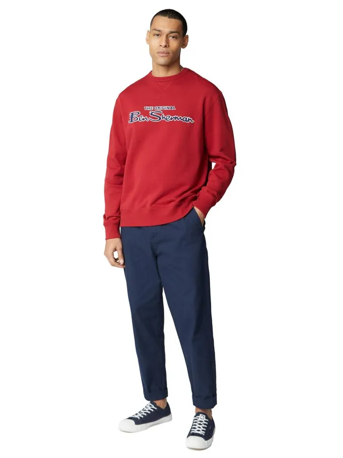 Ben Sherman Sweatshirts and Hoodies Men Signature Logo Sweatshirt 8211 Red