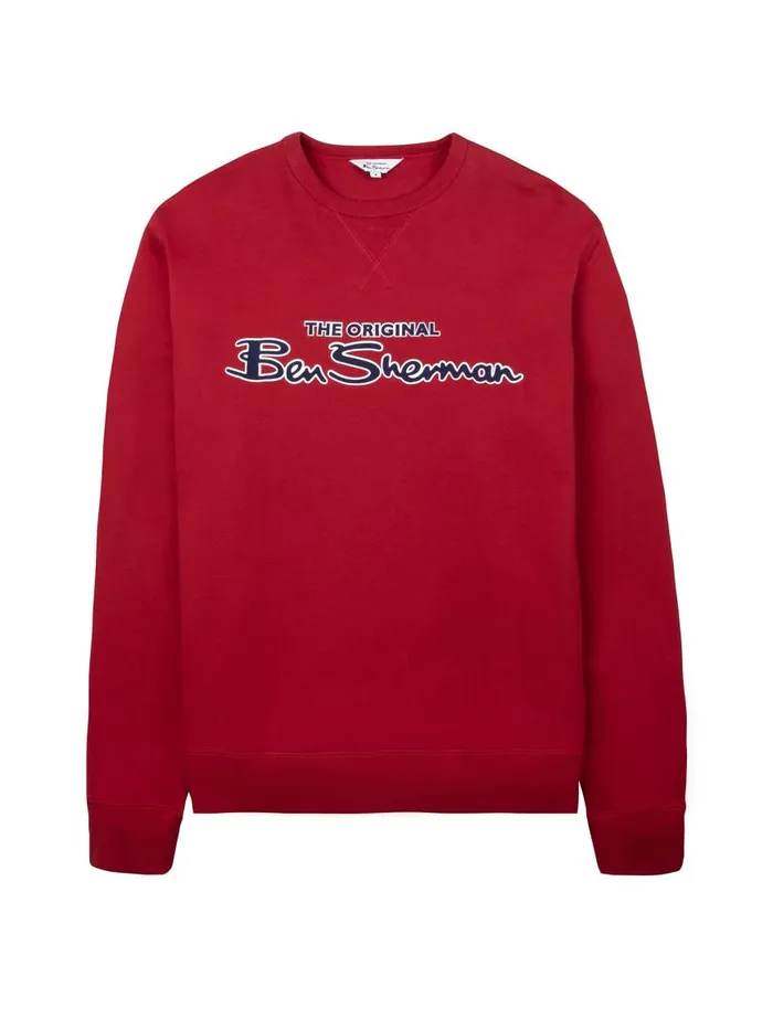 Ben Sherman Sweatshirts and Hoodies Men Signature Logo Sweatshirt 8211 Red