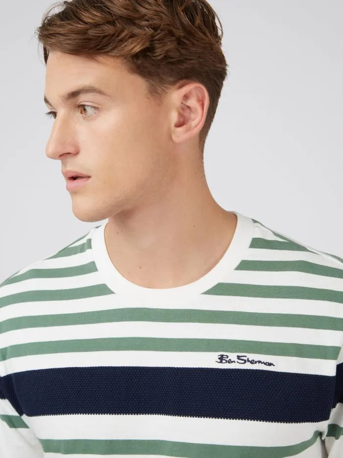 Ben Sherman TShirts and Graphic Tees Men Signature Jersey Stripe Tee 8211 White