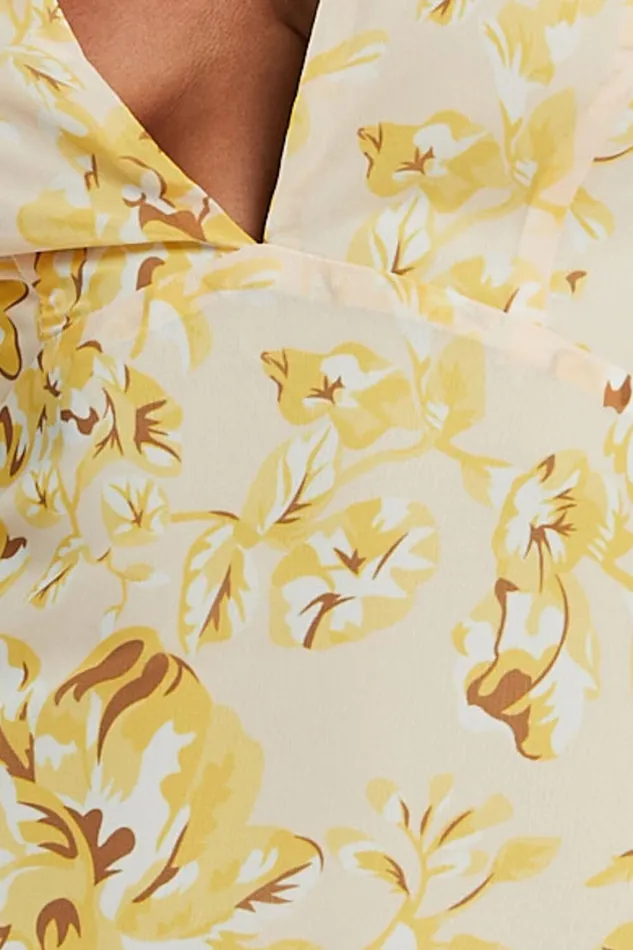 Beryl Midi Dress 8211 Deep V Neck Sleeveless Layered Dress In Yellow Floral Women Showpo Dresses