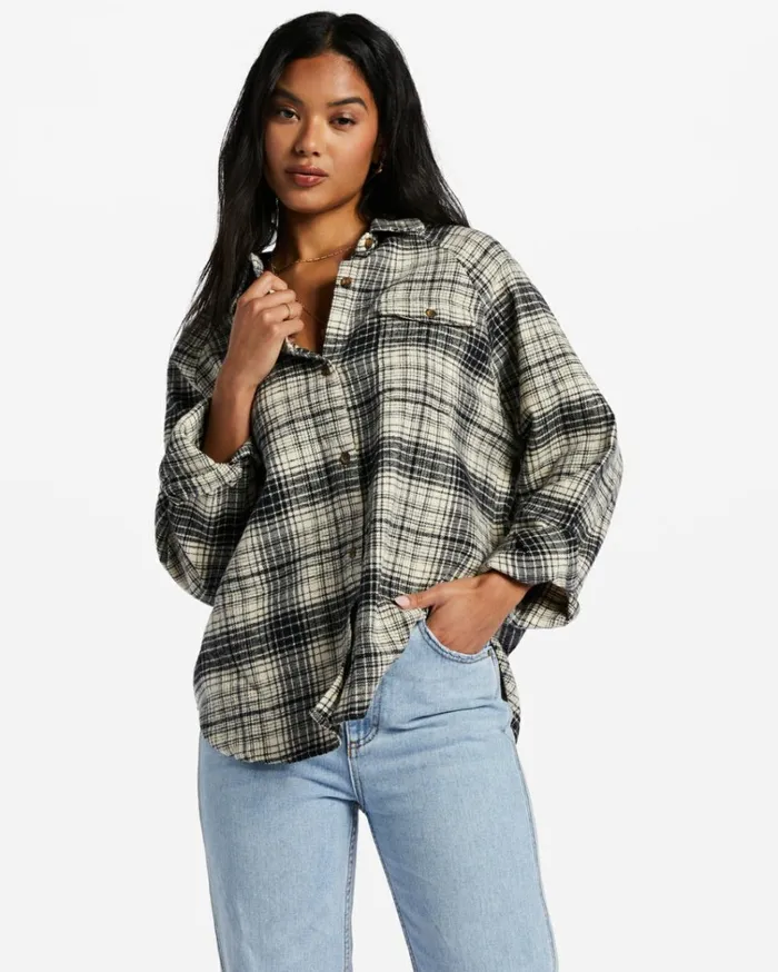 Best Time Long Sleeve Shirt Antique White Women Billabong Tops