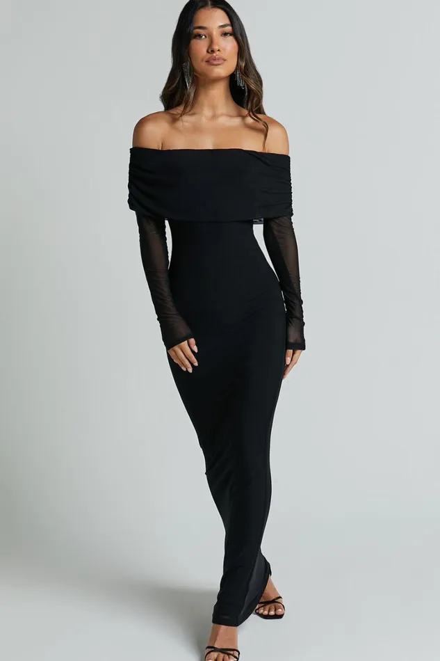 Bethanie Maxi Dress 8211 Off The Shoulder Mesh Dress In Black Women Showpo Dresses