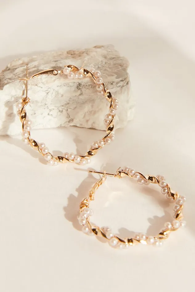 Bev Hoop Earrings In Gold And Pearl Women Showpo Earrings