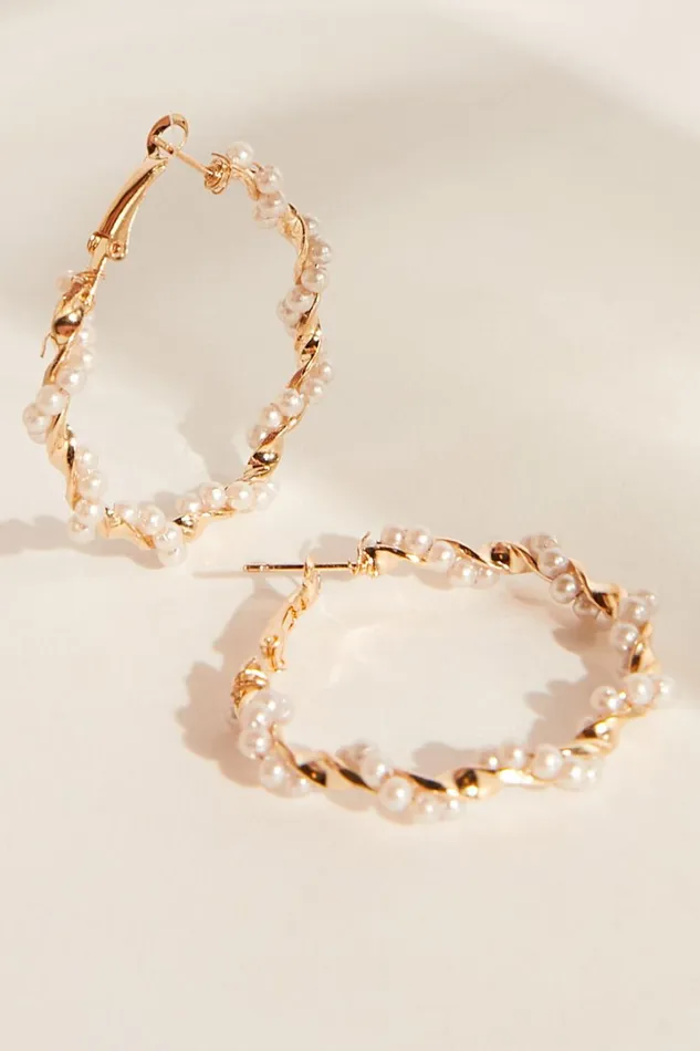Bev Hoop Earrings In Gold And Pearl Women Showpo Earrings
