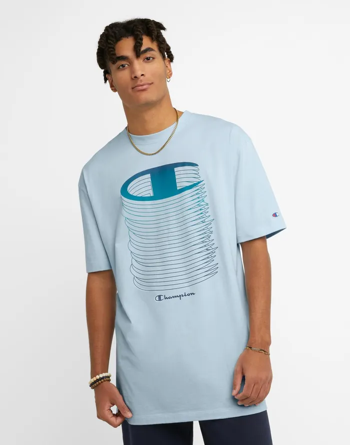 Big and Tall Classic Graphic Tee Stacked C Logos Refine Sky Blue Men Champion TShirts and Tops Big and Tall Classic Graphic Tee Stacked C Logos Refine Sky Blue Men Champion TShirts and Tops