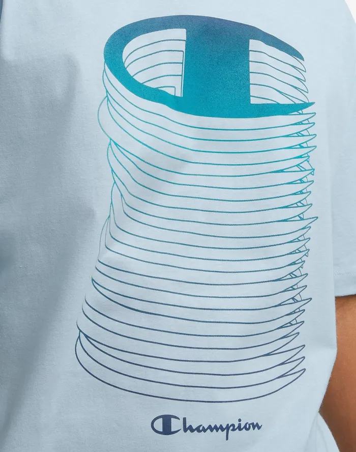 Big and Tall Classic Graphic Tee Stacked C Logos Refine Sky Blue Men Champion TShirts and Tops