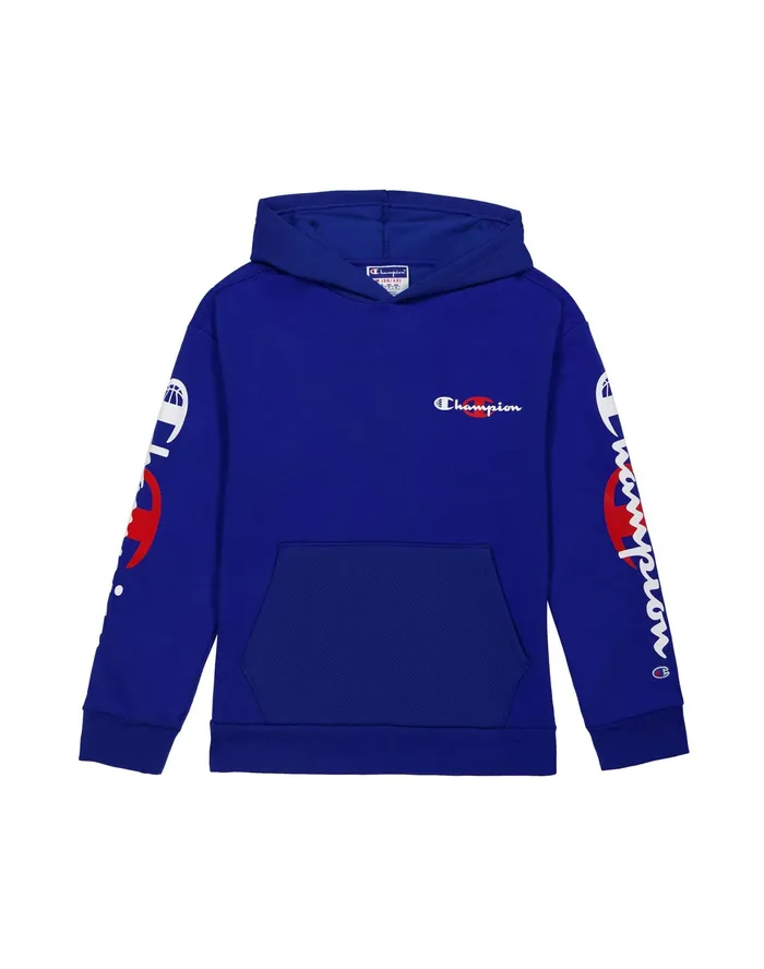 Big Kids039 Fleece And Mesh Hoodie Script Over C Logos Surf The Web Kids Champion Hoodies and Sweatshirts