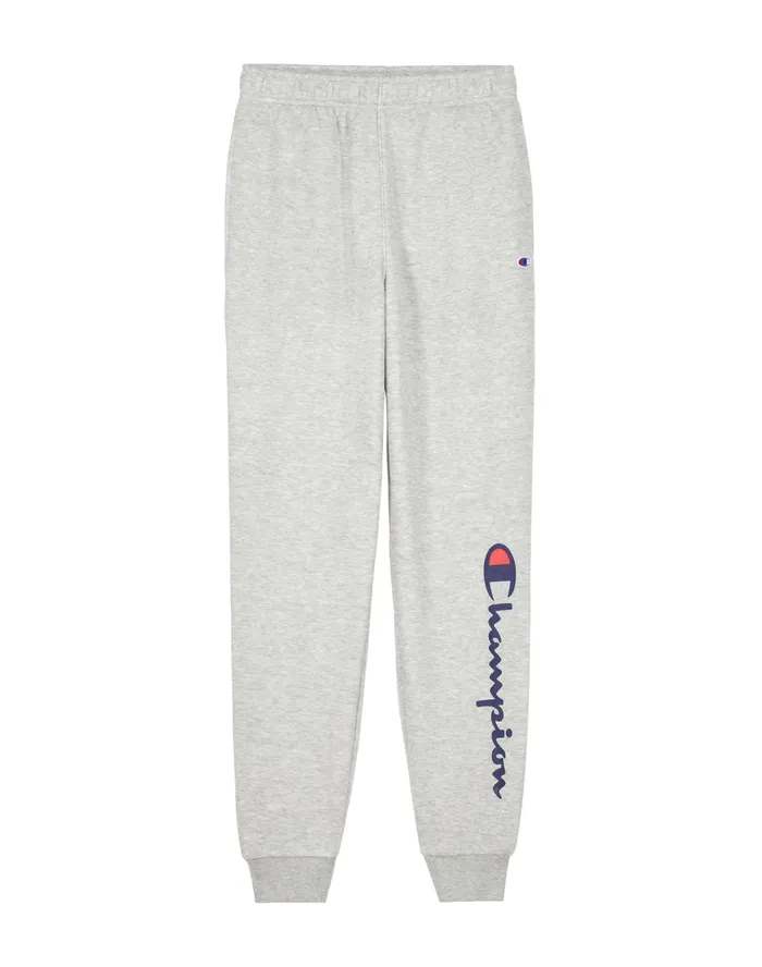 Big Kids039 Powerblend Fleece Joggers Classic Script Logo 25034 Oxford Grey Heather Kids Champion Pants
