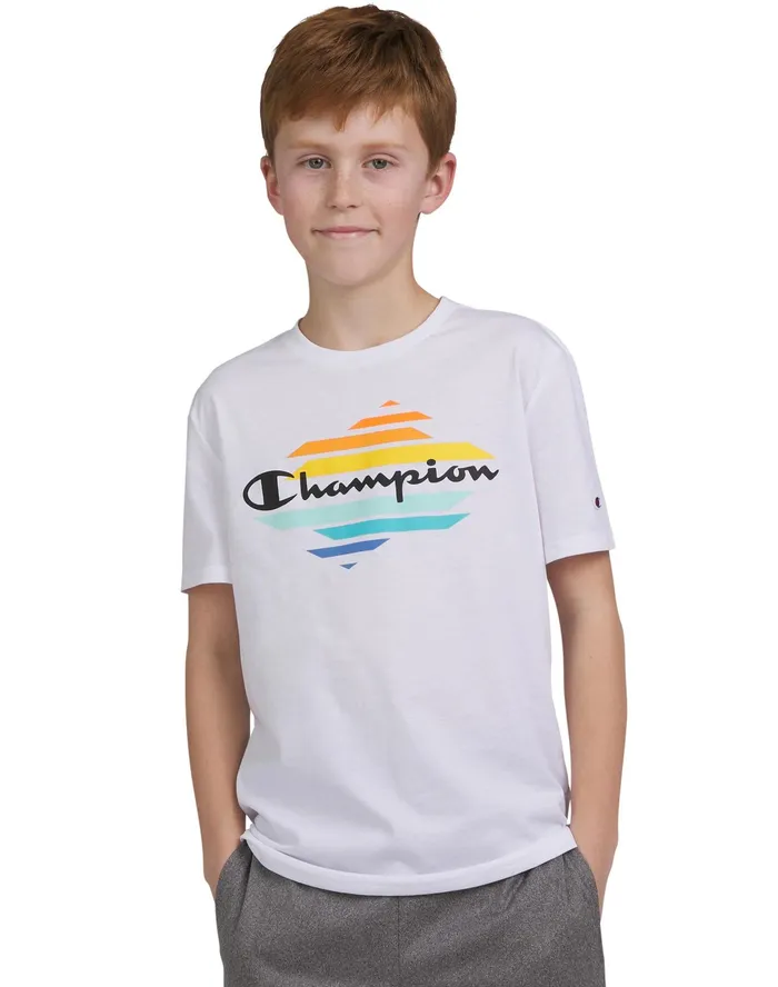 Big Kids039 ShortSleeve Graphic TShirt Bright White Kids Champion TShirts