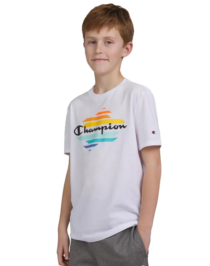 Big Kids039 ShortSleeve Graphic TShirt Bright White Kids Champion TShirts