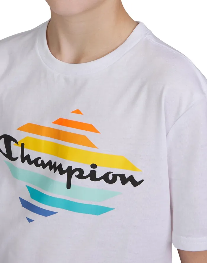 Big Kids039 ShortSleeve Graphic TShirt Bright White Kids Champion TShirts