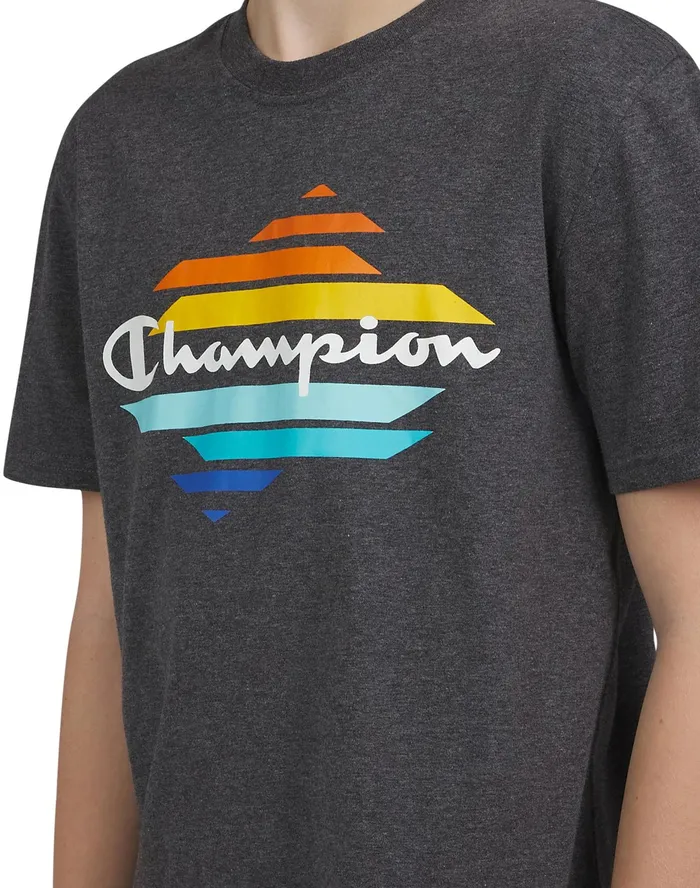 Big Kids039 ShortSleeve Graphic TShirt Charcoal Heather Kids Champion TShirts