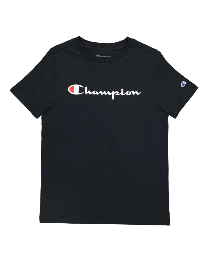 Big Kids039 ShortSleeve TShirt Script Logo Black Kids Champion TShirts