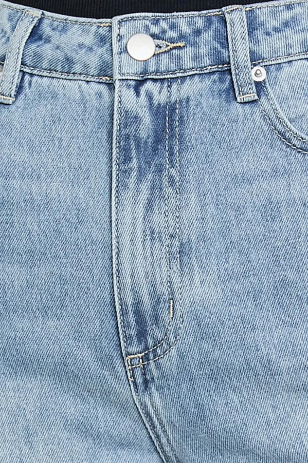 Billie Jeans 8211 High Waisted Cotton Distressed Mom Denim Jeans In Mid Blue Wash Women Showpo Denim