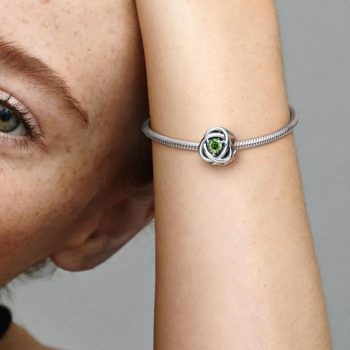 Birthstone Charms Women Pandora August Birthstone Eternity Circle Charm Green