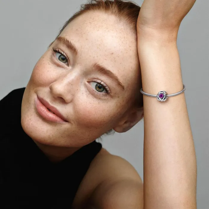 Birthstone Charms Women Pandora February Birthstone Eternity Circle Charm Purple