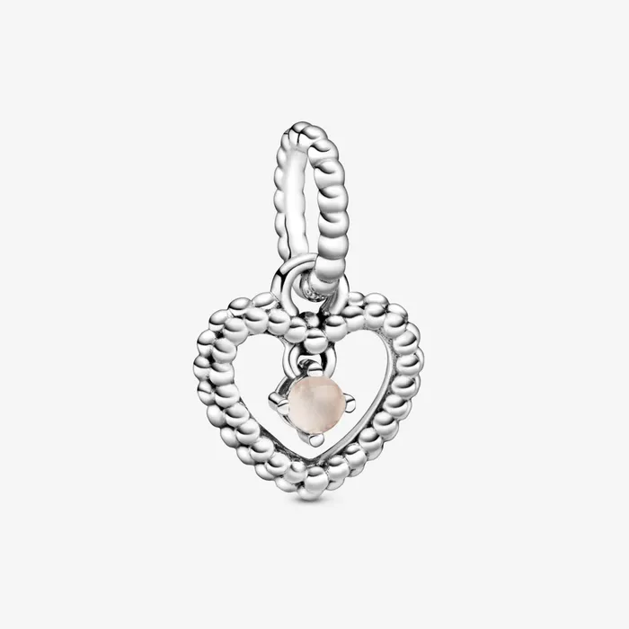 Birthstone Charms Women Pandora June Birthstone Heart Dangle Charm Pink