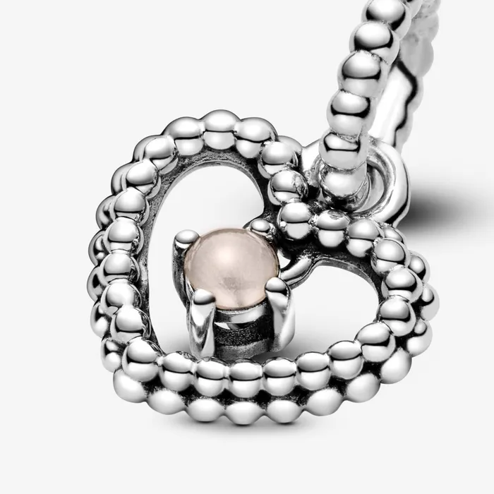 Birthstone Charms Women Pandora June Birthstone Heart Dangle Charm Pink