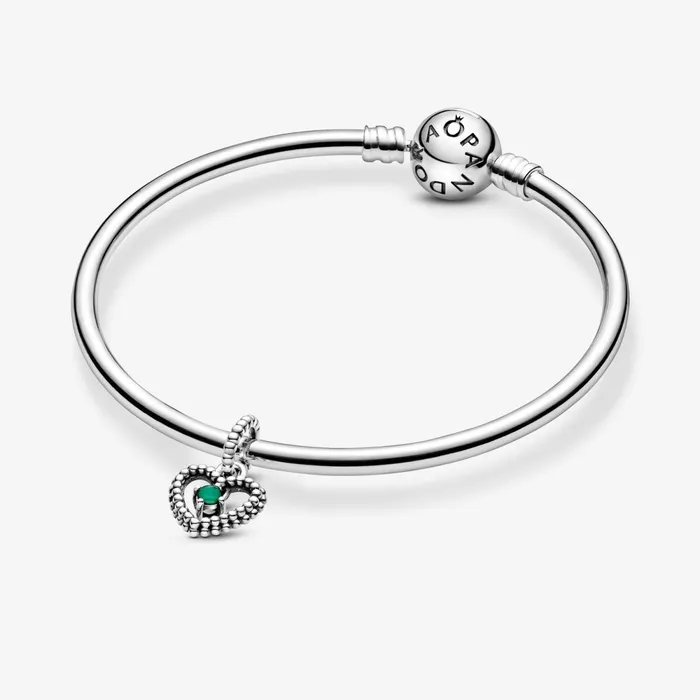 Birthstone Charms Women Pandora May Birthstone Heart Dangle Charm Green