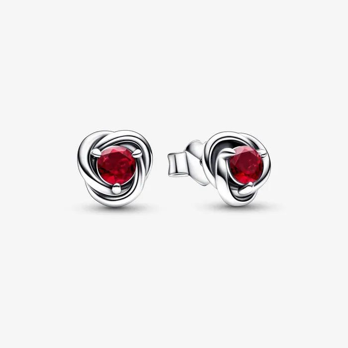 Birthstone Earrings Women Pandora July Birthstone Eternity Circle Stud Earrings Red